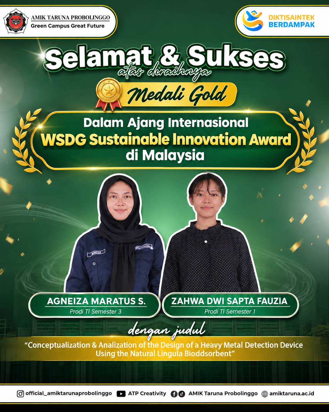 🏆✨ Selamat & Sukses! Mahasiswa AMIK Taruna Raih Medali Gold di Ajang Internasional ✨🏆